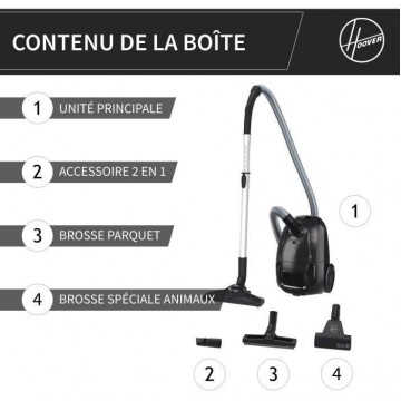 Hoover HE120PET 011 Ηλεκτρική Σκούπα 700W με Σακούλα 2.5lt Iron Grey